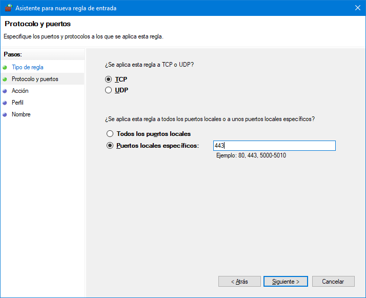 abrir y cerrar puertos en Windows 10