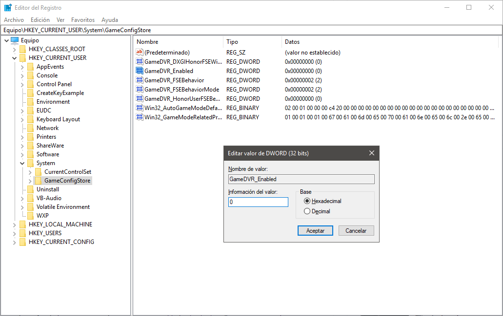 Desactivar Game DVR en Windows 10
