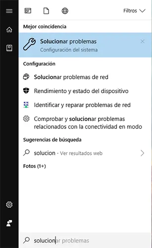 Dónde está el Solucionador de problemas en Windows 10