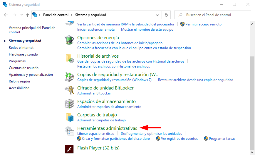 Acceder a las herramientas administrativas de Windows