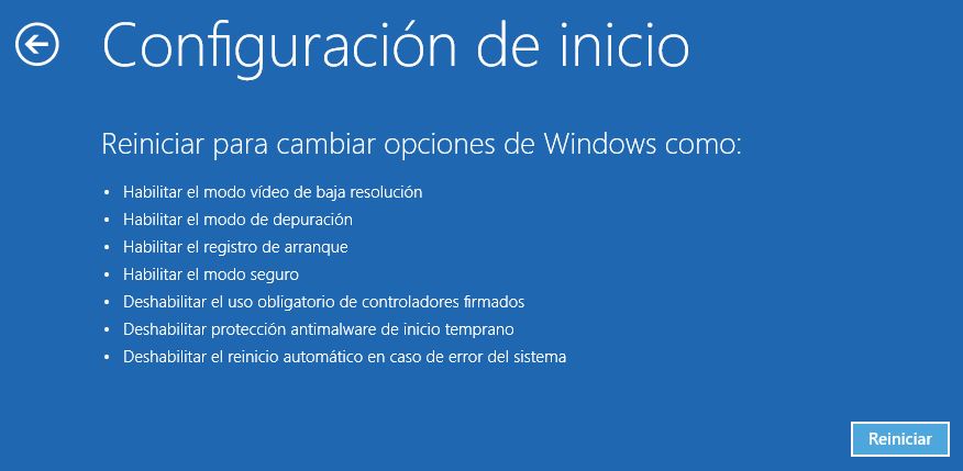 Inicio avanzado Windows 10