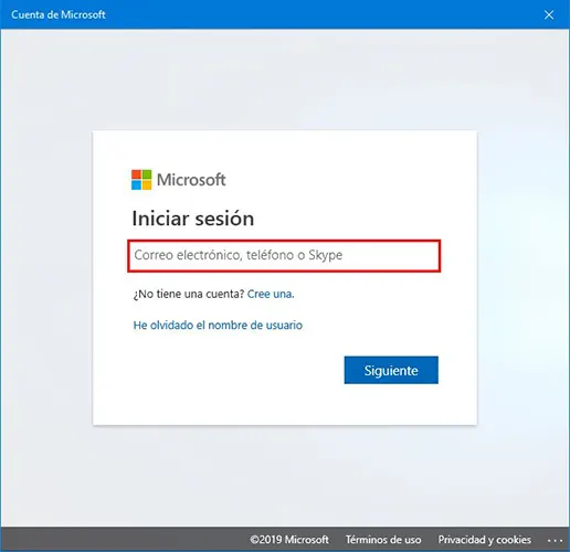Vincular Windows 10 cuenta Microsoft