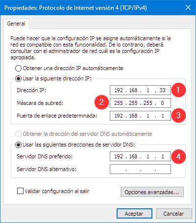Cambiar IP Windows 10 manualmente
