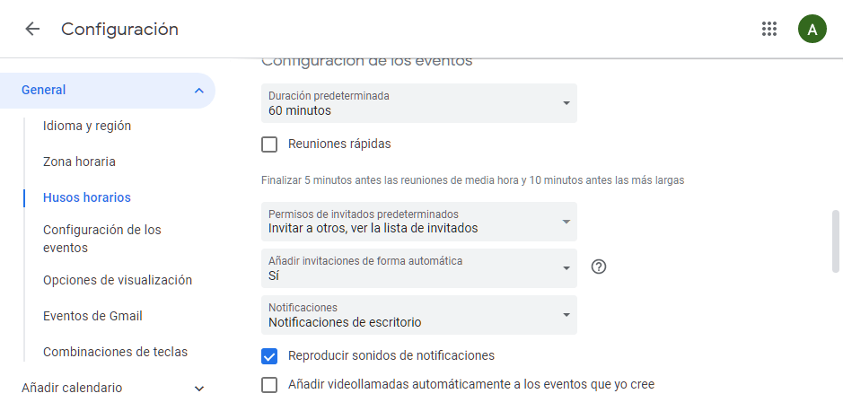 No añadir invitaciones de forma automática a Google Calendar