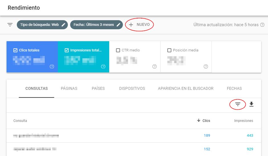 Uso de los filtros en el informe de rendimiento