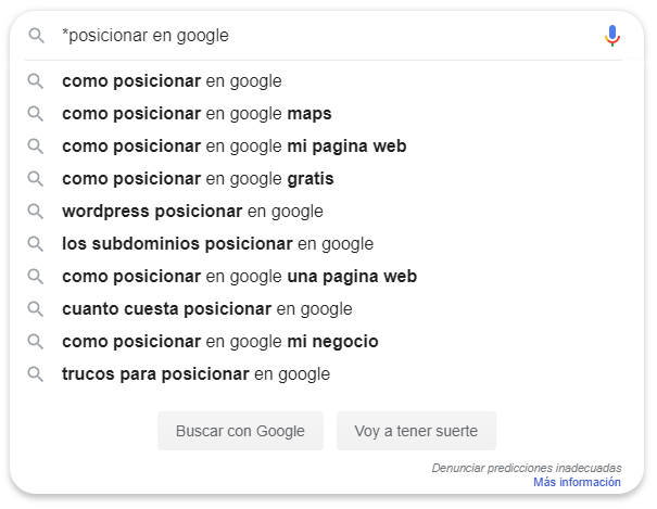 Buscar palabras clave Long Tail en Google