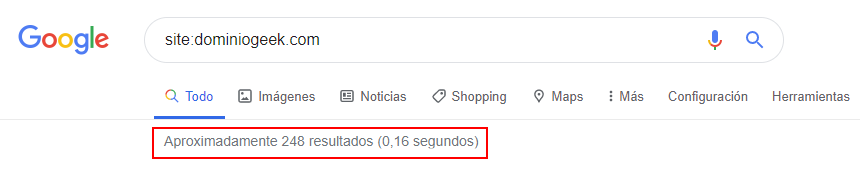 Cuántas páginas de un dominio ha indexado Google - Comando Site