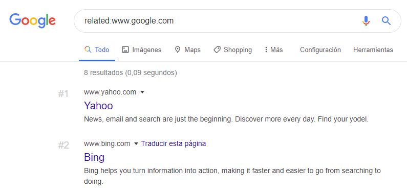 Ver resultados relacionados - Comando related