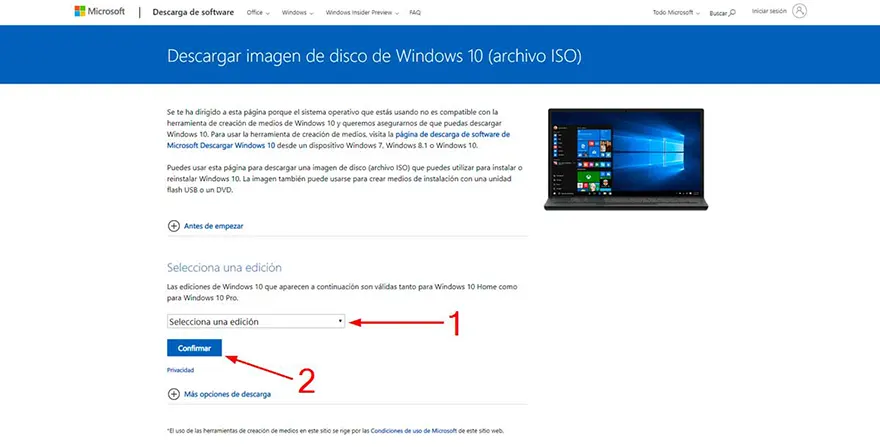 Descargar Windows 10 en usb