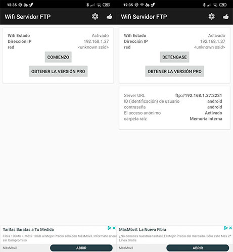 WiFi Servidor FTP Android
