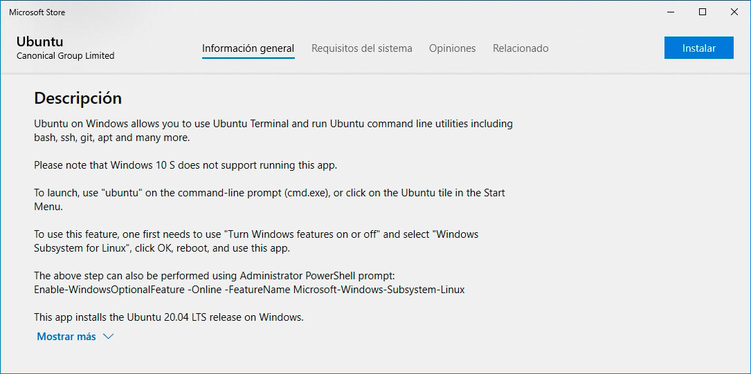 instalar ubuntu en windows 10