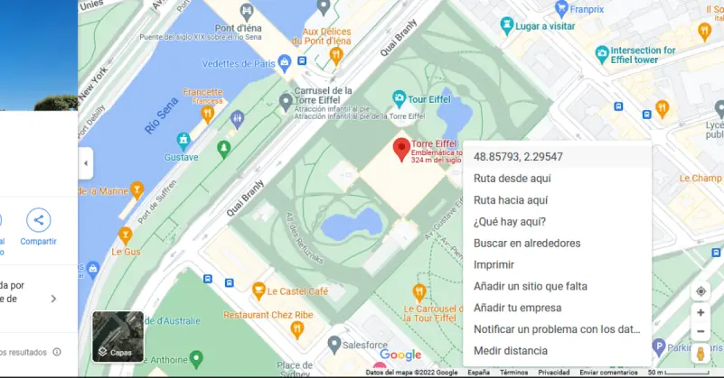 cómo obtener las coordenadas de un lugar en la versión web de google maps