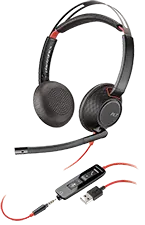 Plantronics - Auricular Blackwire 5220 USB-A - con cable de dos oídos para computadoras con micrófono de brazo - Se conecta a PC/Mac, tablet o teléfono celular mediante USB-A o conector de 3,5mm