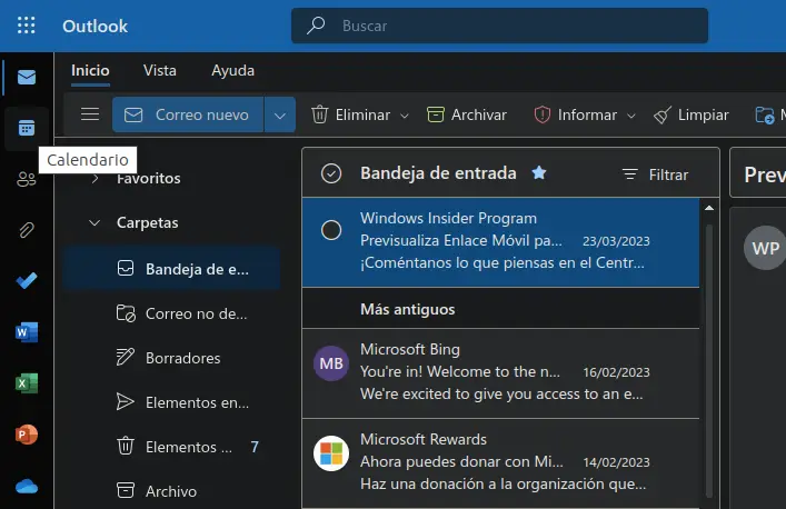 Abrir Calendario en Outlook - Microsoft 365